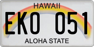 HI license plate EKO051