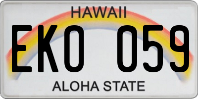 HI license plate EKO059