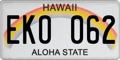 HI license plate EKO062
