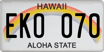 HI license plate EKO070