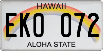 HI license plate EKO072