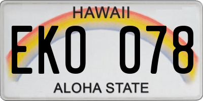 HI license plate EKO078