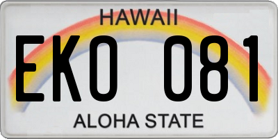 HI license plate EKO081
