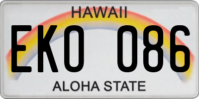 HI license plate EKO086
