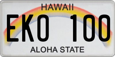 HI license plate EKO100