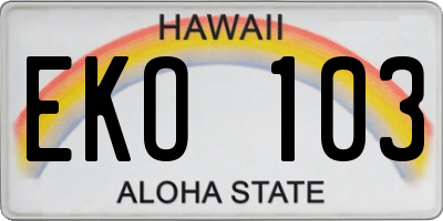 HI license plate EKO103