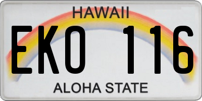 HI license plate EKO116