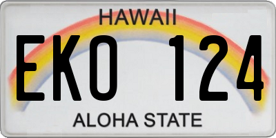 HI license plate EKO124