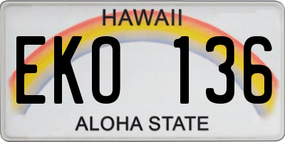 HI license plate EKO136