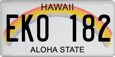 HI license plate EKO182