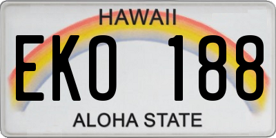 HI license plate EKO188