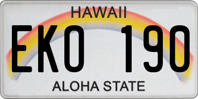 HI license plate EKO190