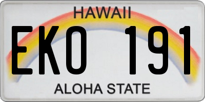 HI license plate EKO191