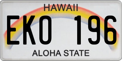 HI license plate EKO196