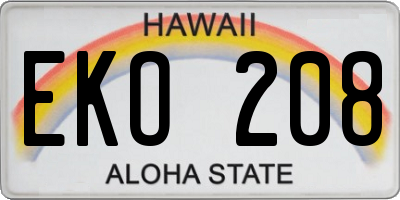 HI license plate EKO208