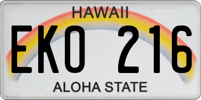 HI license plate EKO216