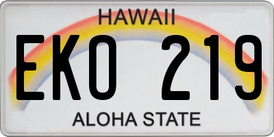 HI license plate EKO219