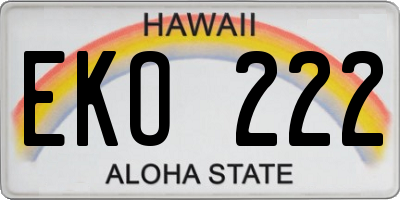 HI license plate EKO222