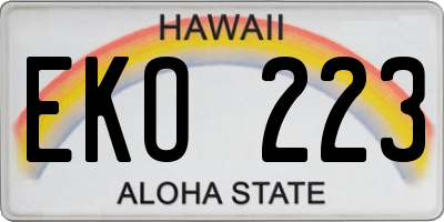 HI license plate EKO223