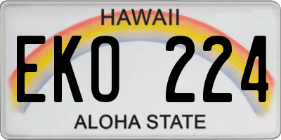 HI license plate EKO224