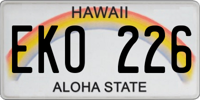 HI license plate EKO226