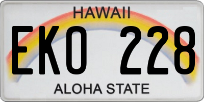 HI license plate EKO228