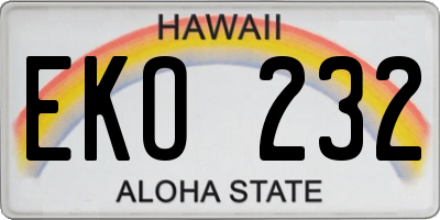 HI license plate EKO232