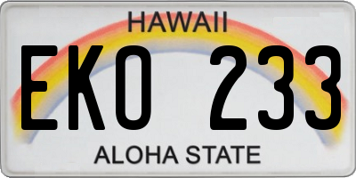 HI license plate EKO233