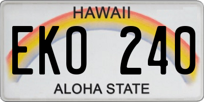 HI license plate EKO240