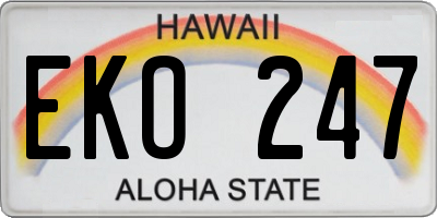 HI license plate EKO247