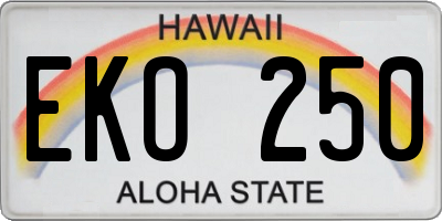 HI license plate EKO250