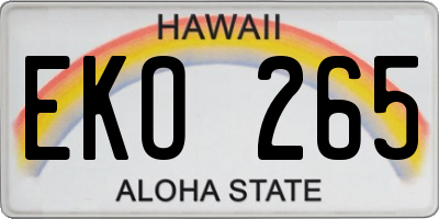HI license plate EKO265