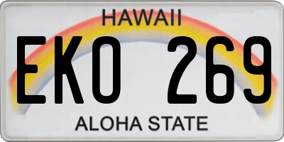 HI license plate EKO269