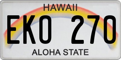 HI license plate EKO270