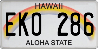 HI license plate EKO286