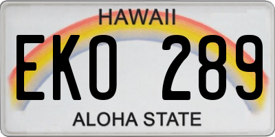 HI license plate EKO289