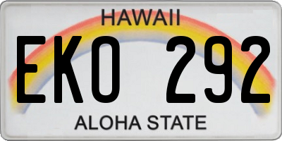 HI license plate EKO292