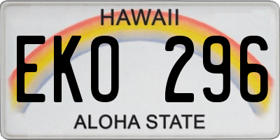 HI license plate EKO296