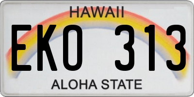 HI license plate EKO313
