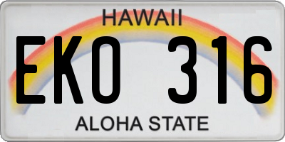 HI license plate EKO316