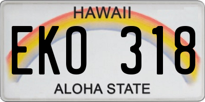 HI license plate EKO318