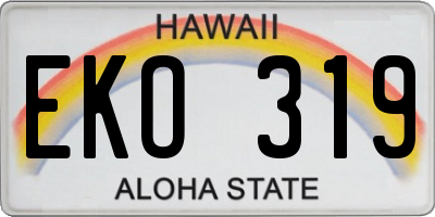 HI license plate EKO319