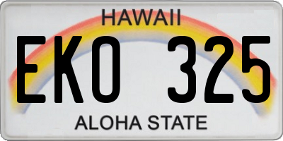 HI license plate EKO325