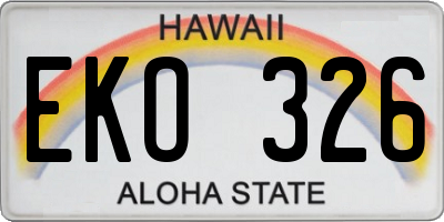 HI license plate EKO326