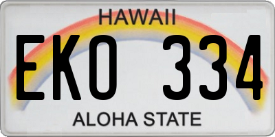 HI license plate EKO334