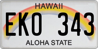 HI license plate EKO343