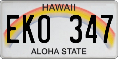 HI license plate EKO347