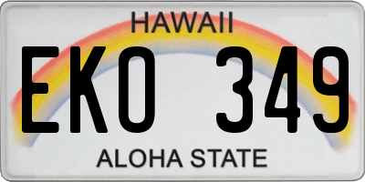 HI license plate EKO349