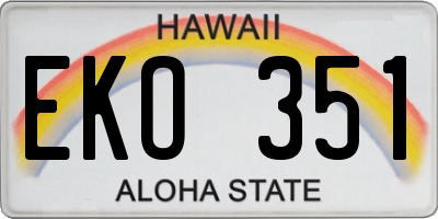 HI license plate EKO351