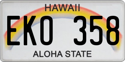 HI license plate EKO358